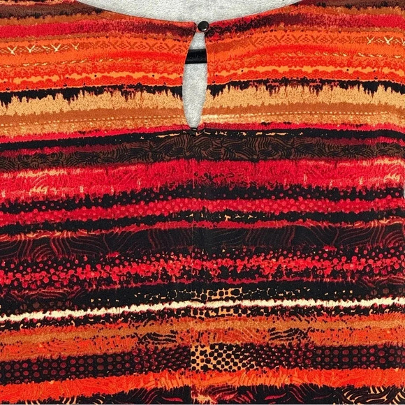 Dressbarn 2X Top Shirt Orange Striped Sleelevess Scoop Neck Stretch Embellished - Picture 5 of 8